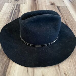 Justin 2X Western Cowboy Hat Unisex 100% Wool Size 56 Size 7 Black
